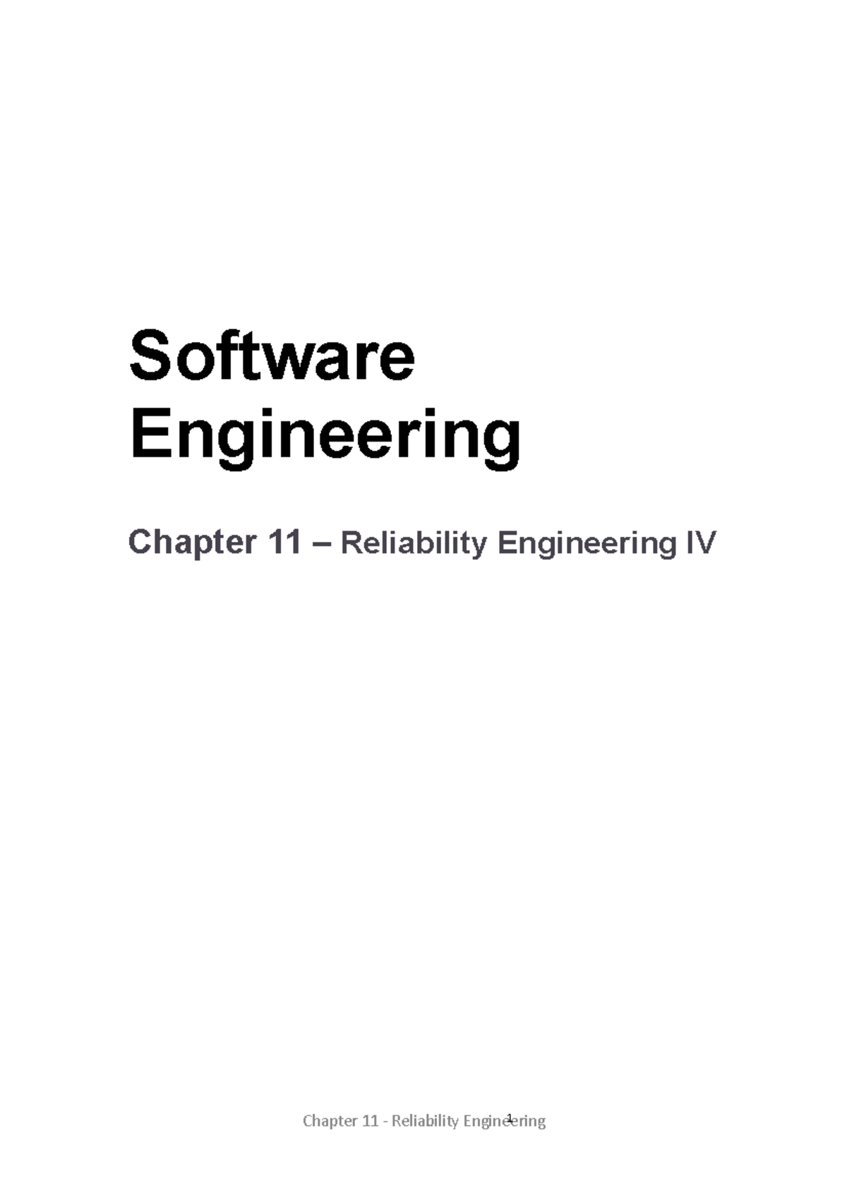 Software Engineering - Ch11 Reliability Engineering Lecture 4 ...