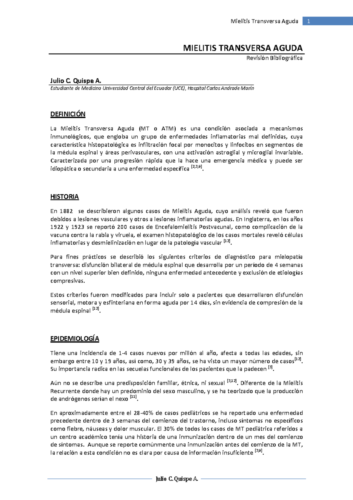24792255 Mielitis Transversa Revision 3 - MIELITIS TRANSVERSA AGUDA ...