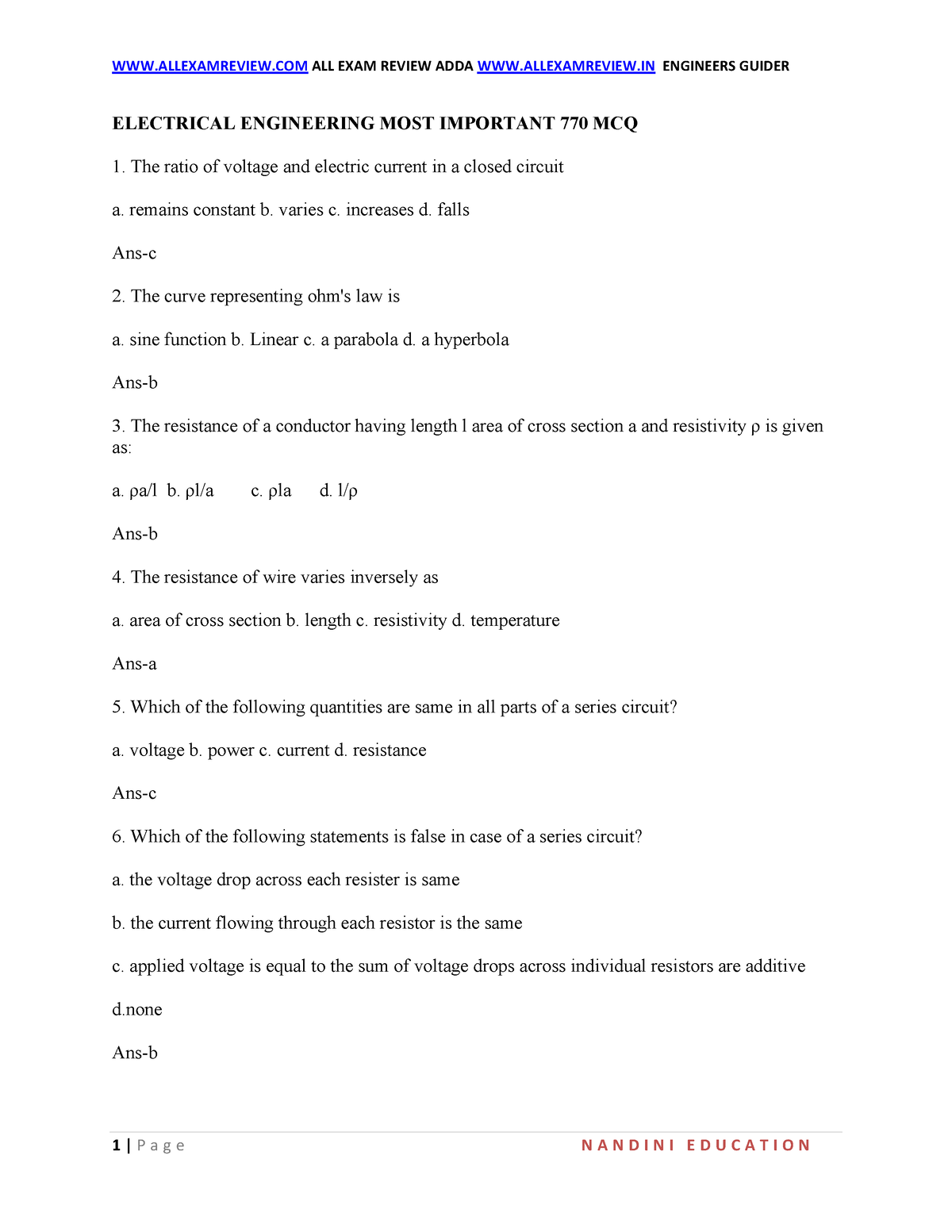 EE 770 MCQ PDF WWW - XXX - Electrical Engineering - Studocu