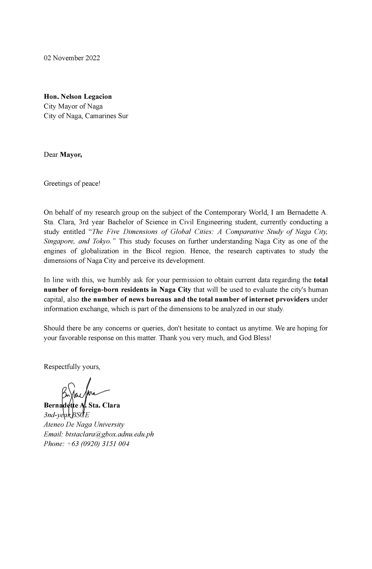 SOCS103 Mayor Request Letter - 02 November 2022 Hon. Nelson Legacion ...