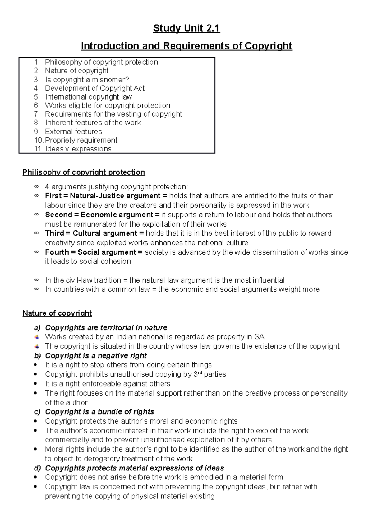 Study Unit 2.1 - IURE 422 - Study Unit 2. Introduction and Requirements ...