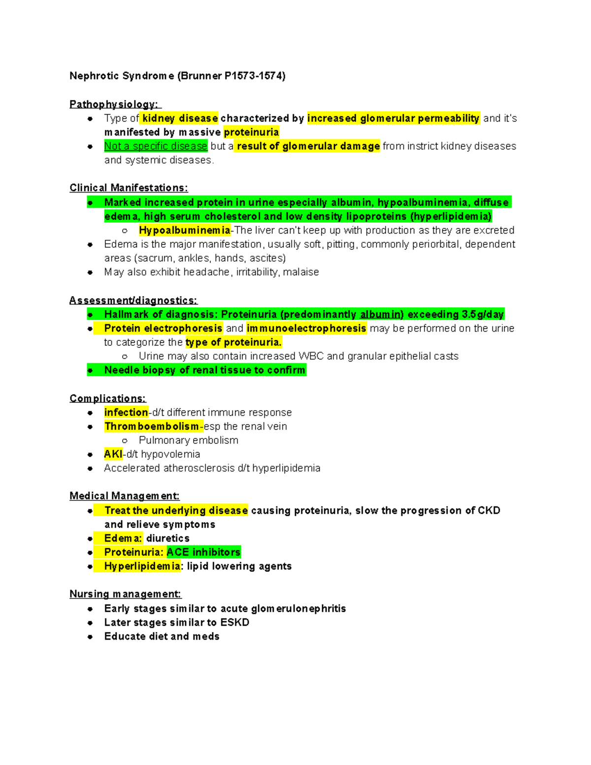 Nephrotic Syndrome (Brunner P15731574) Nephrotic Syndrome (Brunner P15731574