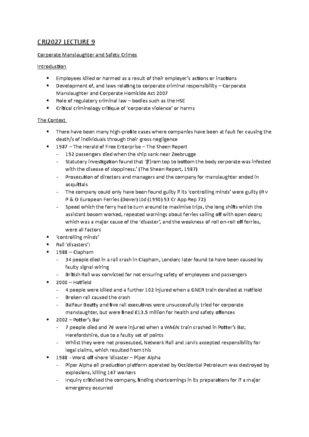 CRI2027 Lecture 9 Helen Baker CRI2027 EdgeHill Studocu