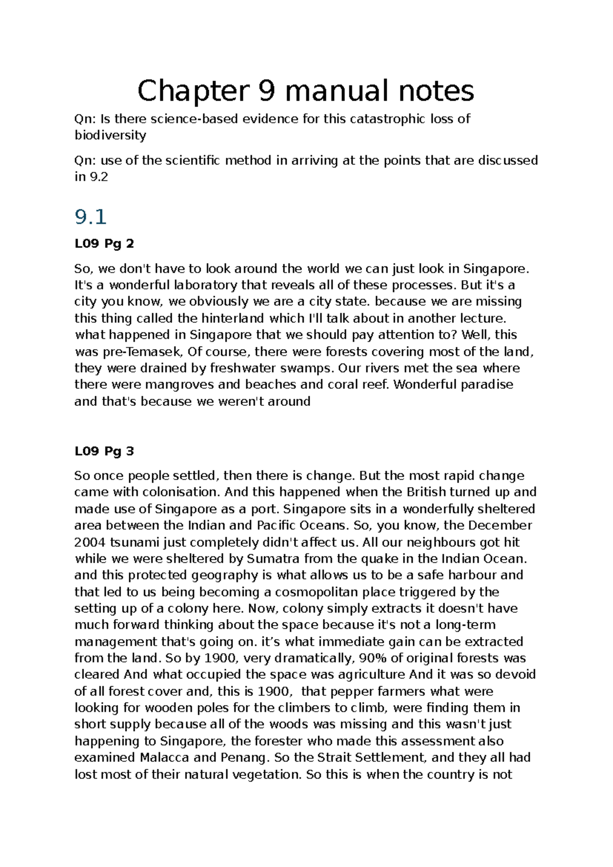 L09 manual notes - Chapter 9 manual notes Qn: Is there science-based ...