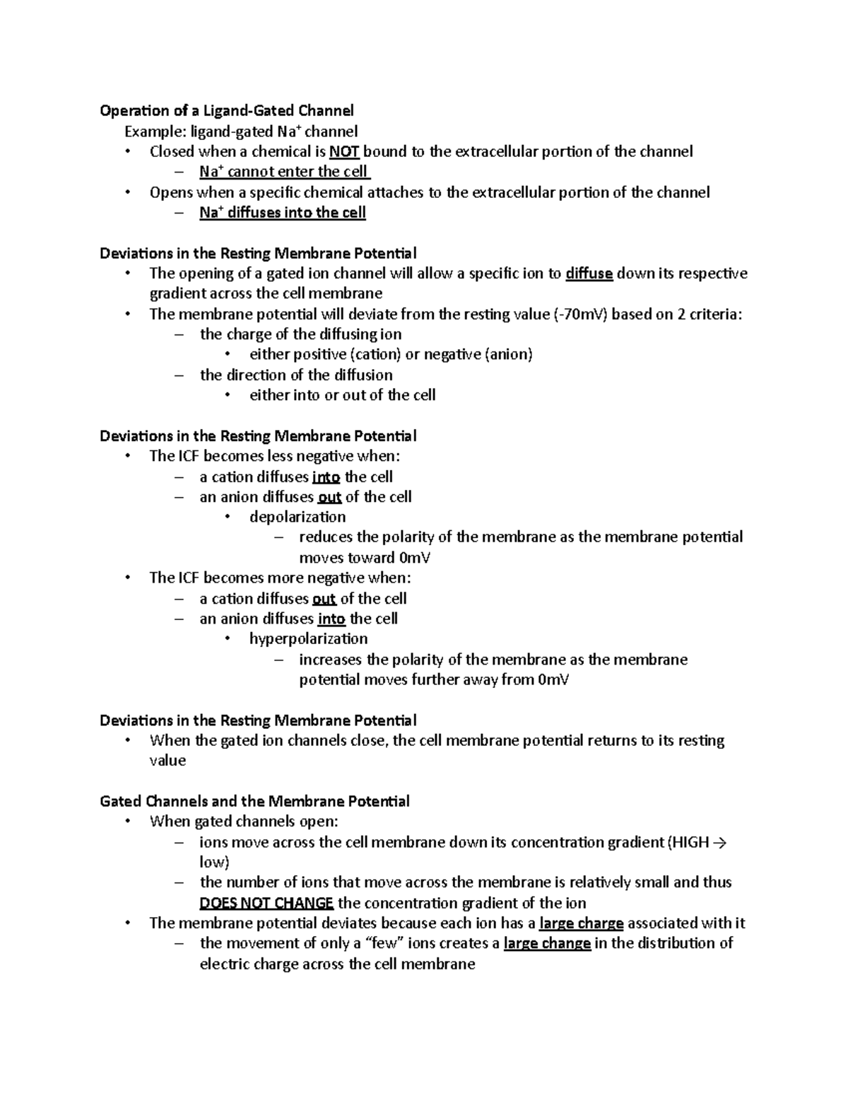 Nervous System Notes Part 2 Operation of a LigandGated Channel Example ligandgated Na+