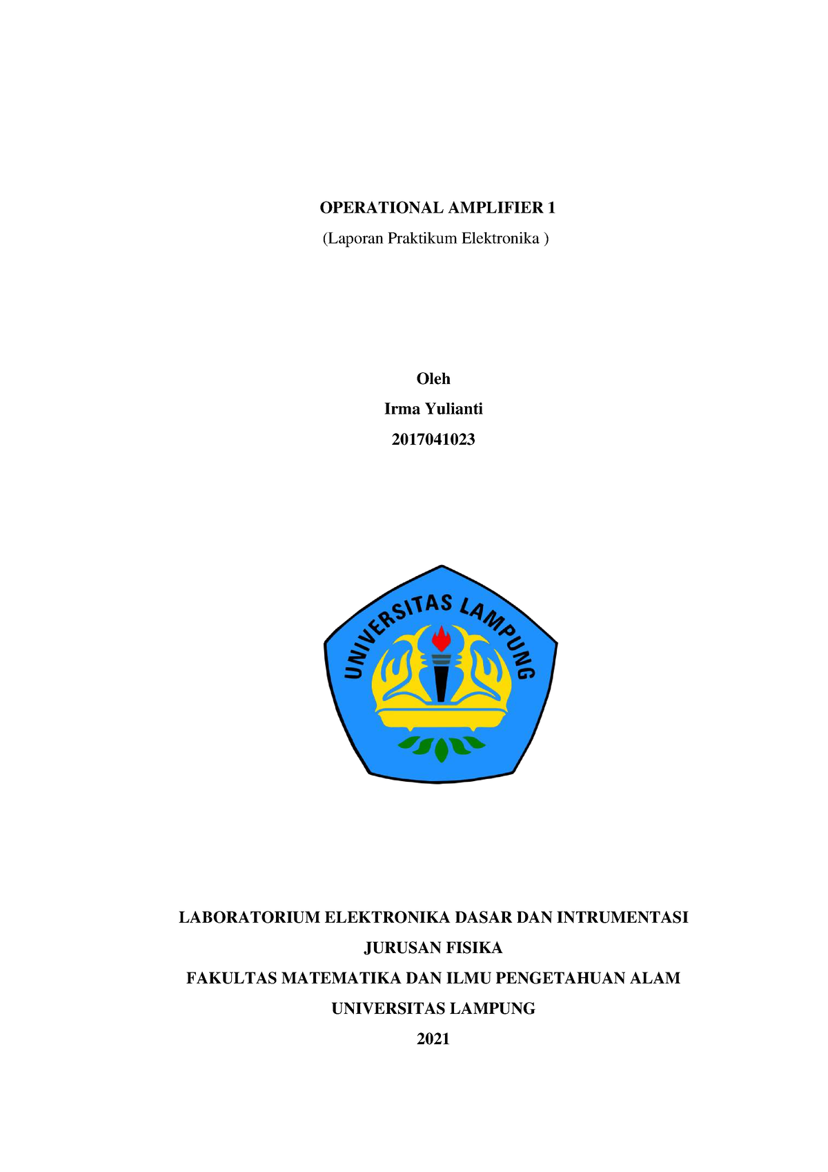 Laporan AWAL Modul 12 - OPERATIONAL AMPLIFIER 1 (Laporan Praktikum ...