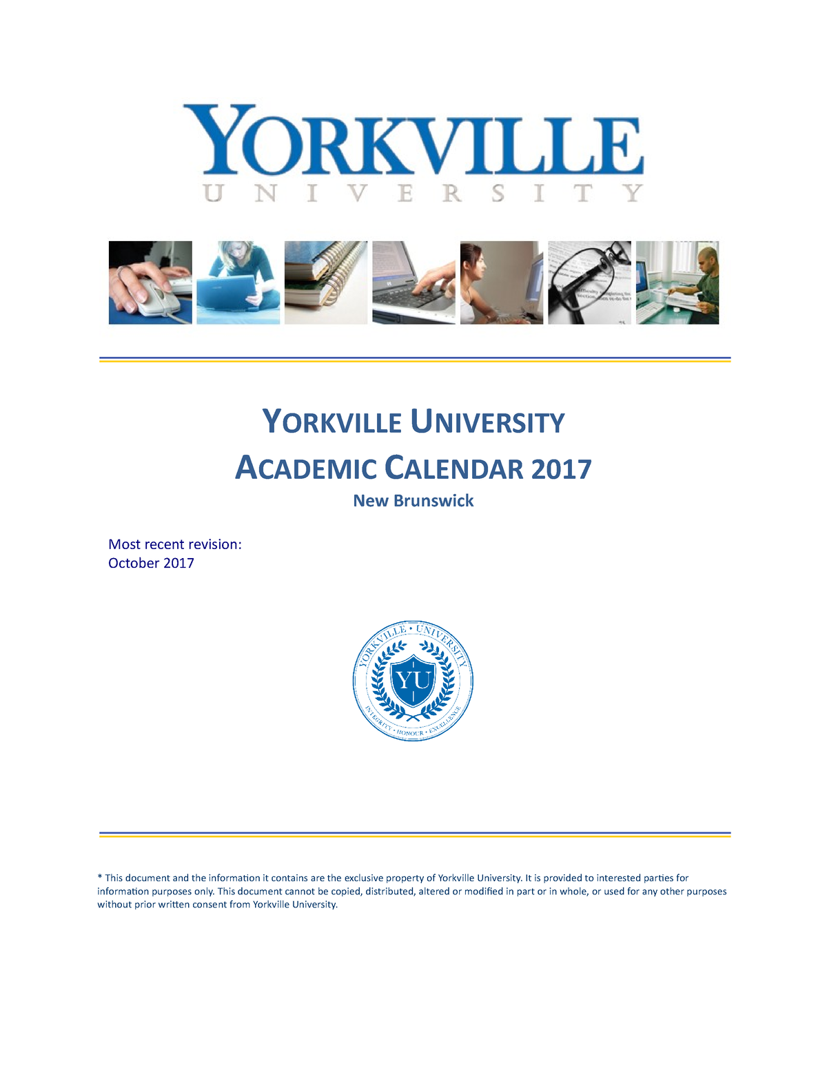 Introduction to Business YORKVILLE UNIVERSITY ACADEMIC CALENDAR 2017