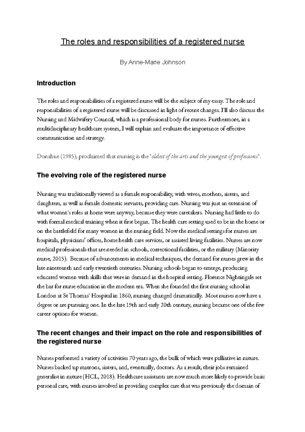 The Roles And Responsibilities Of A Registered Nurse (13) - The Role And  Responsibilities Of A - Studocu