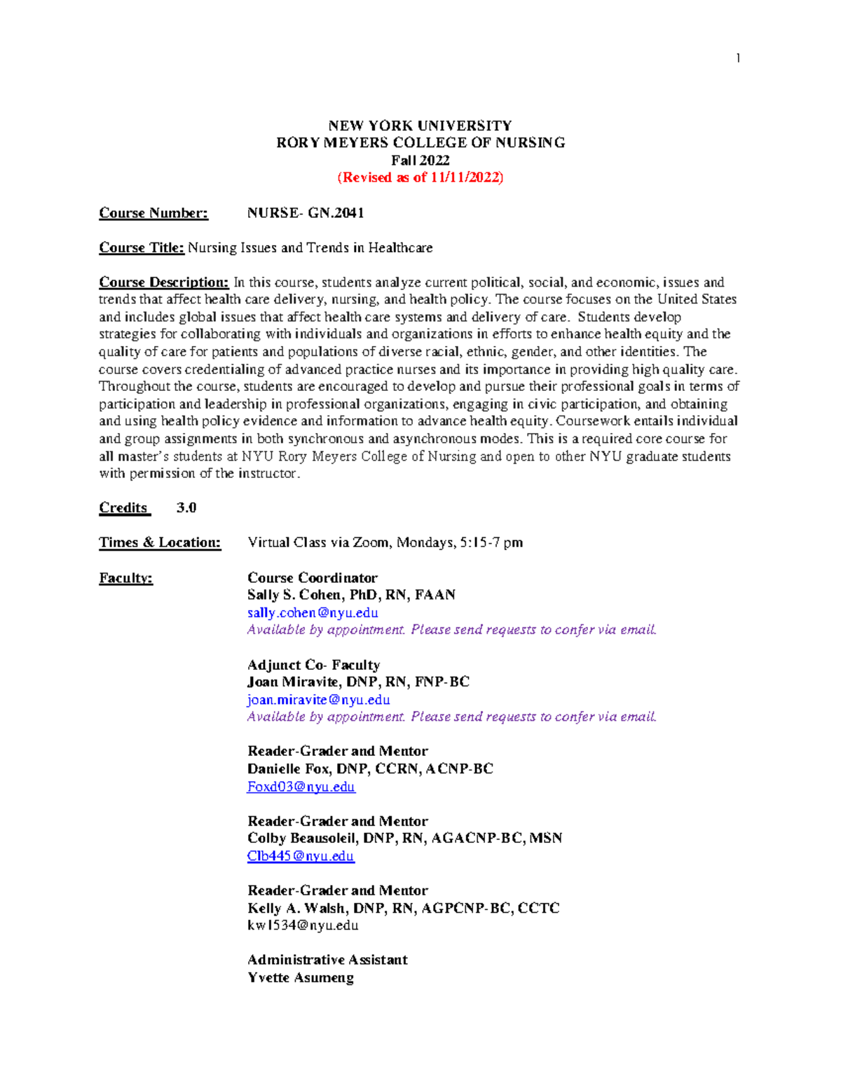 GN 2041 Syllabus fall2022 20221111 ssc NEW YORK UNIVERSITY RORY