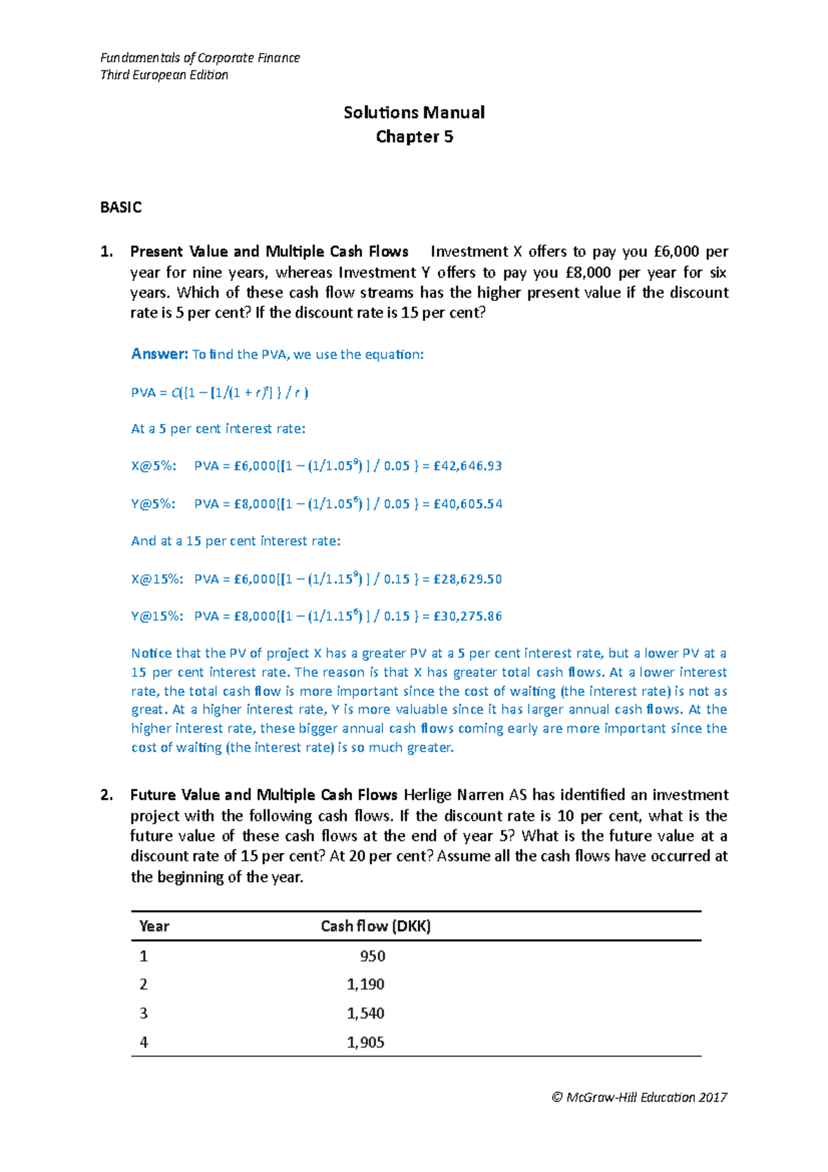 Ch5 SM - Chapter 5 Answers - Solutions Manual Chapter 5 BASIC 1 ...