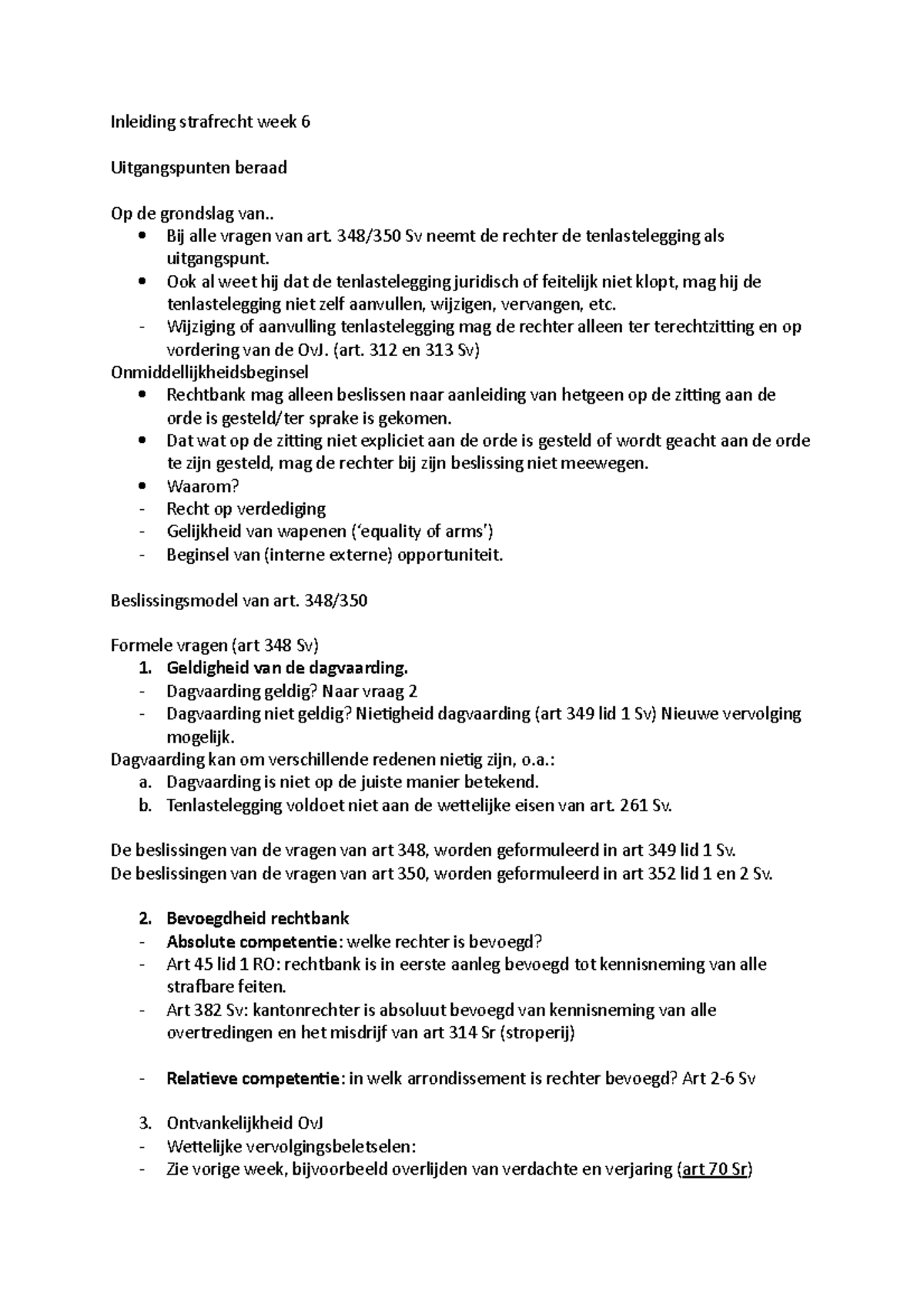 Inleiding Strafrecht Week 6 - . Bij Alle Vragen Van Art. 348/350 Sv ...