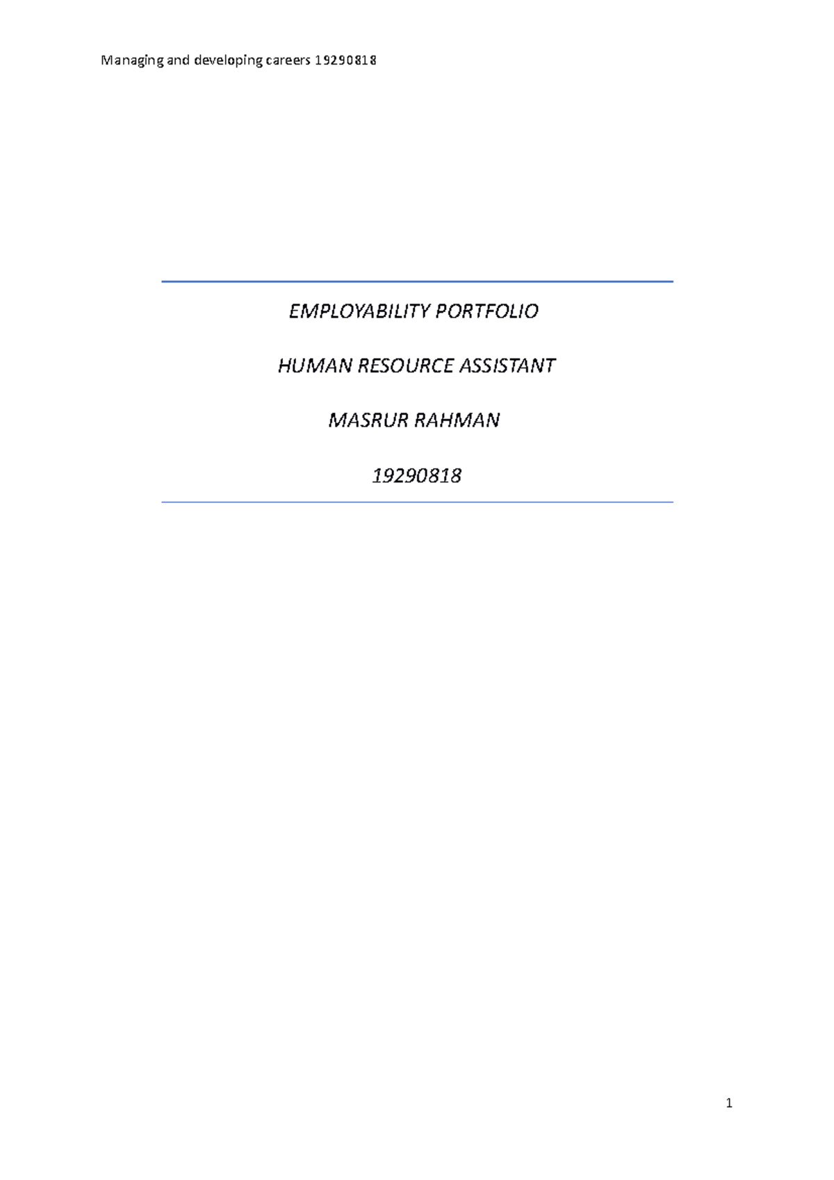 Employability Portfolio - EMPLOYABILITY PORTFOLIO HUMAN RESOURCE ...