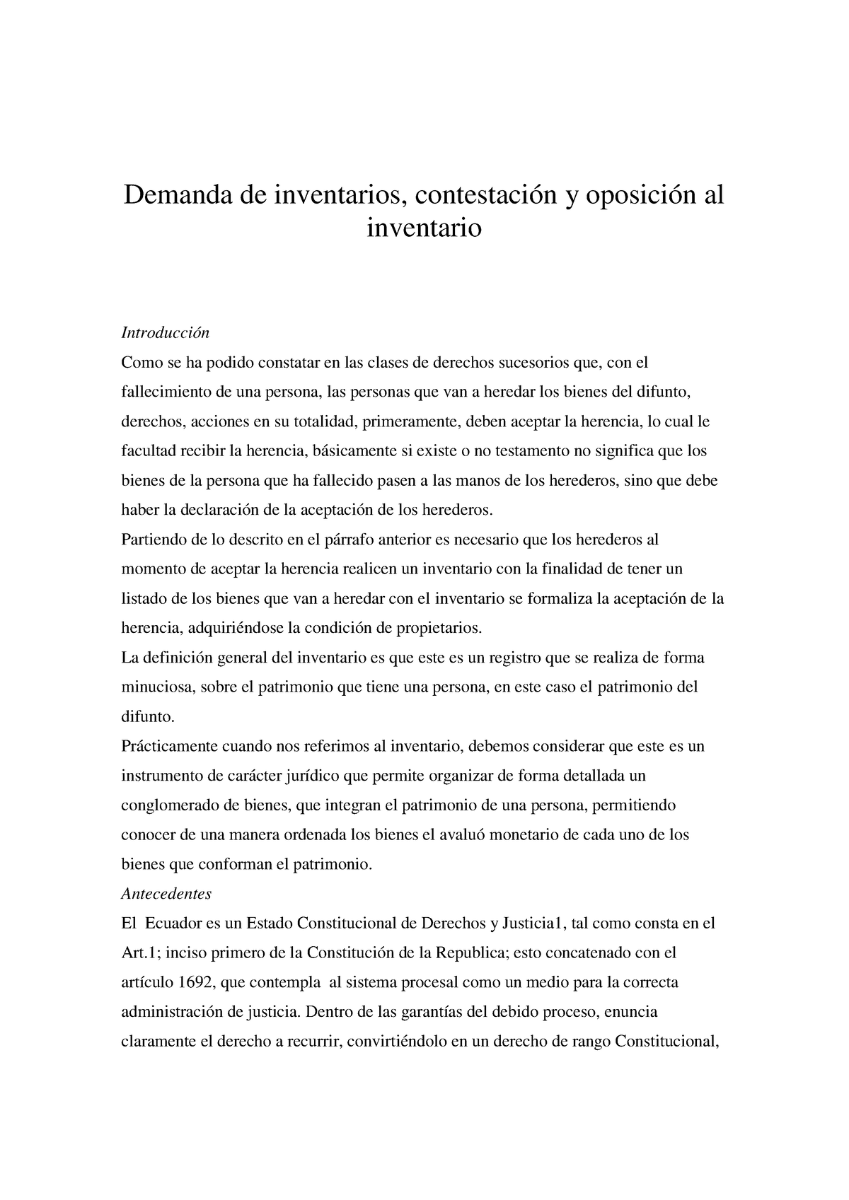 Producto Final Demanda De Inventarios Contestación Y Oposición Al Inventario Demanda De 0184