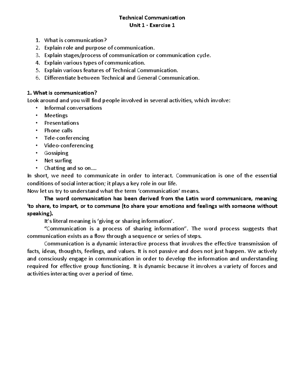 TC UNIT 1 Exercise 1 - LECTURE NOTES BY Mr. DUSHYANT KUMAR RANA SIR ...