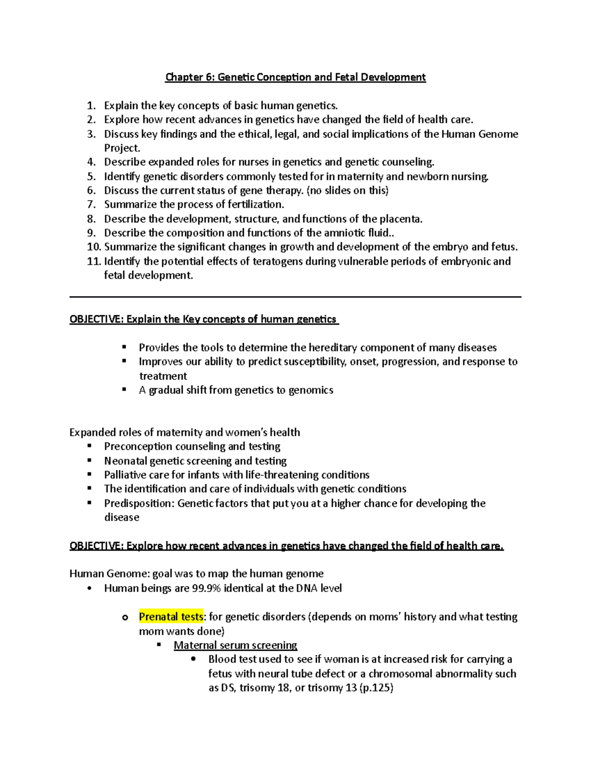 Chapter 6 Genetic Conceptions And Fetal Developement - Chapter 6 ...