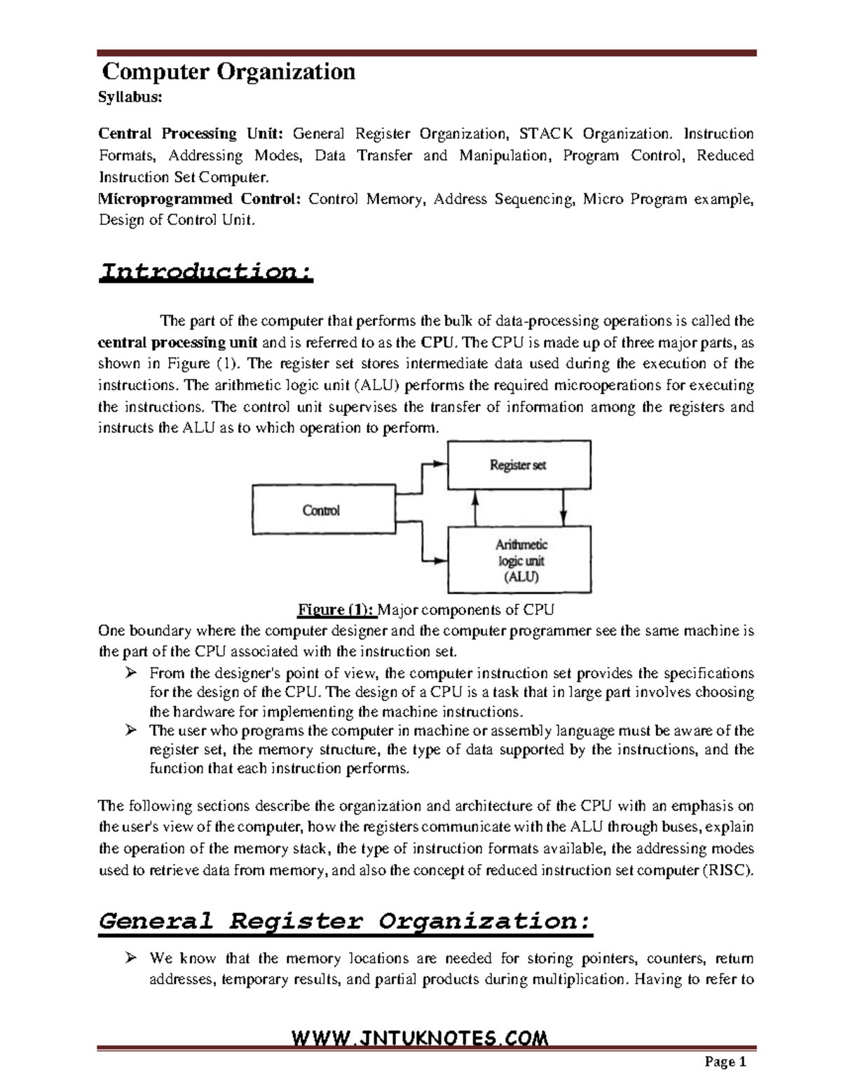 Computer Organization - UNIT-4 - WWW.JNTUKNOTES Syllabus: Central ...