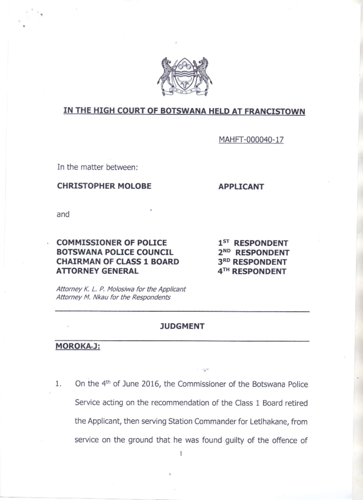 Molobe Judgement - corporate law psychology - Studocu