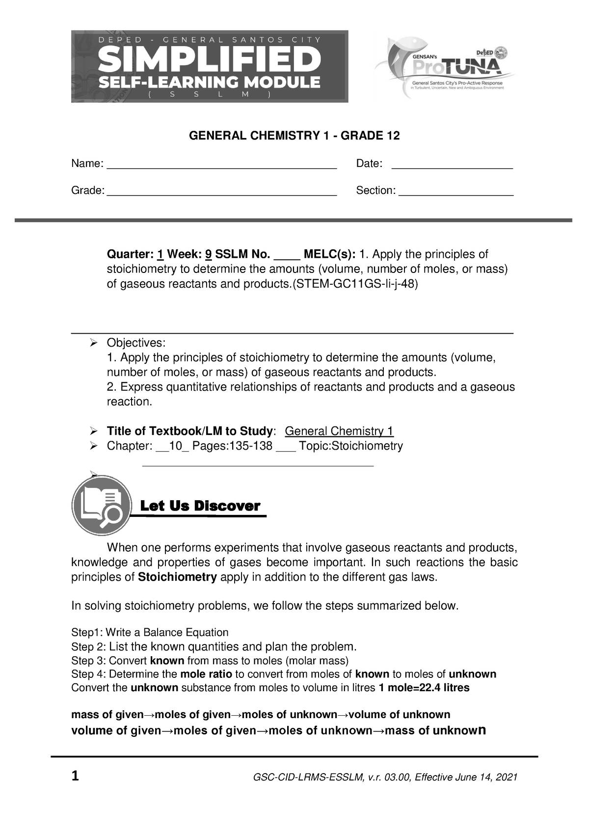 Gen Chem 1 Q1 W9 - 1 GSC-CID-LRMS-ESSLM, V. 03, Effective June 14, 2021 ...