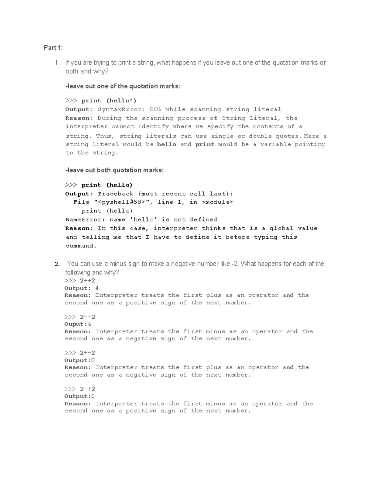 Learning Journal Unit 1 Part 1 1. If you are trying to print a