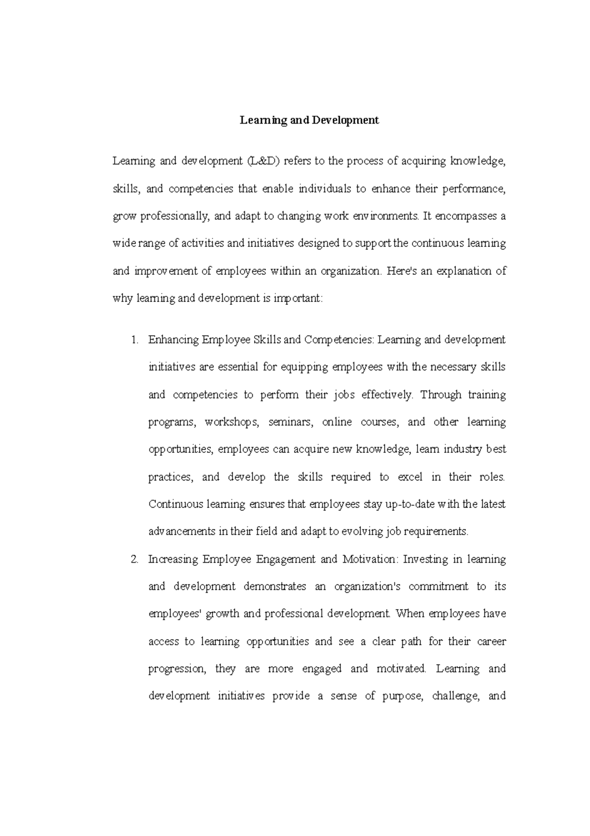 Learning and Development - Learning and Development Learning and ...