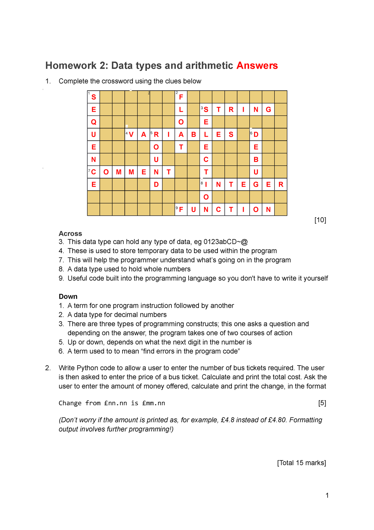 python homework sheet 2 answers