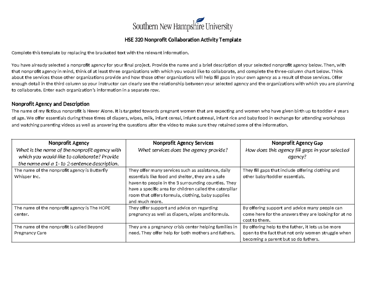 HSE+320+Nonprofit+Collaboration+Activity+Template - HSE 320 Nonprofit ...