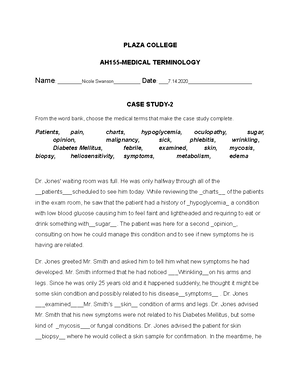 Medical TERM EXAM 1 Review Sheet - PLAZA COLLEGE AH155 Medical ...