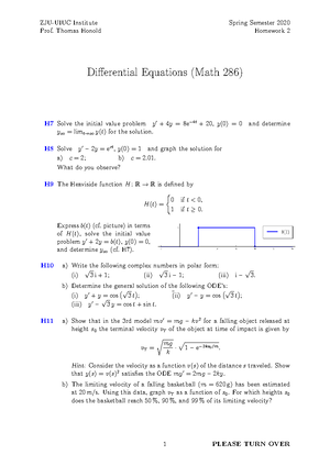 MATH 285 Test - HW description on how to do the problem - MATH 285 - 2 ...