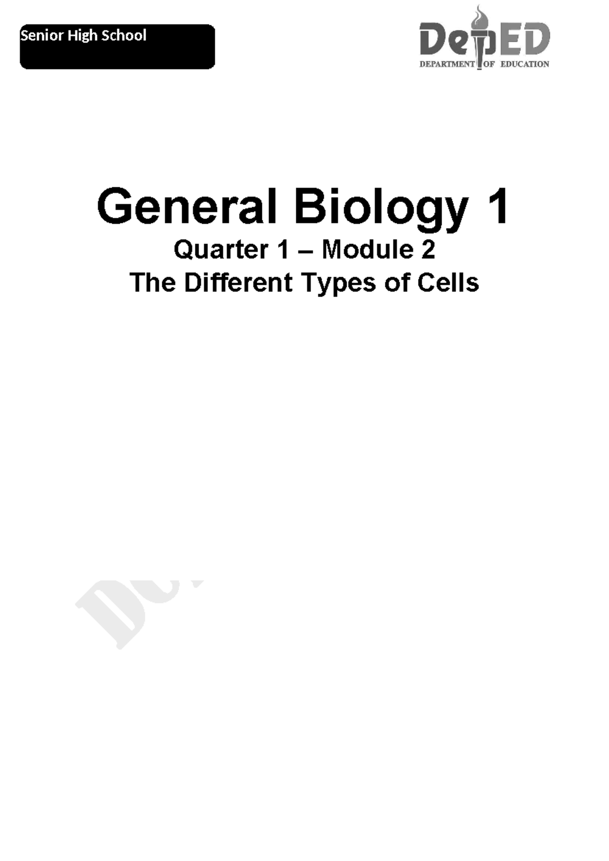 2 Q1-Biology 1 - BIO1 - General Biology 1 Quarter 1 – Module 2 The ...