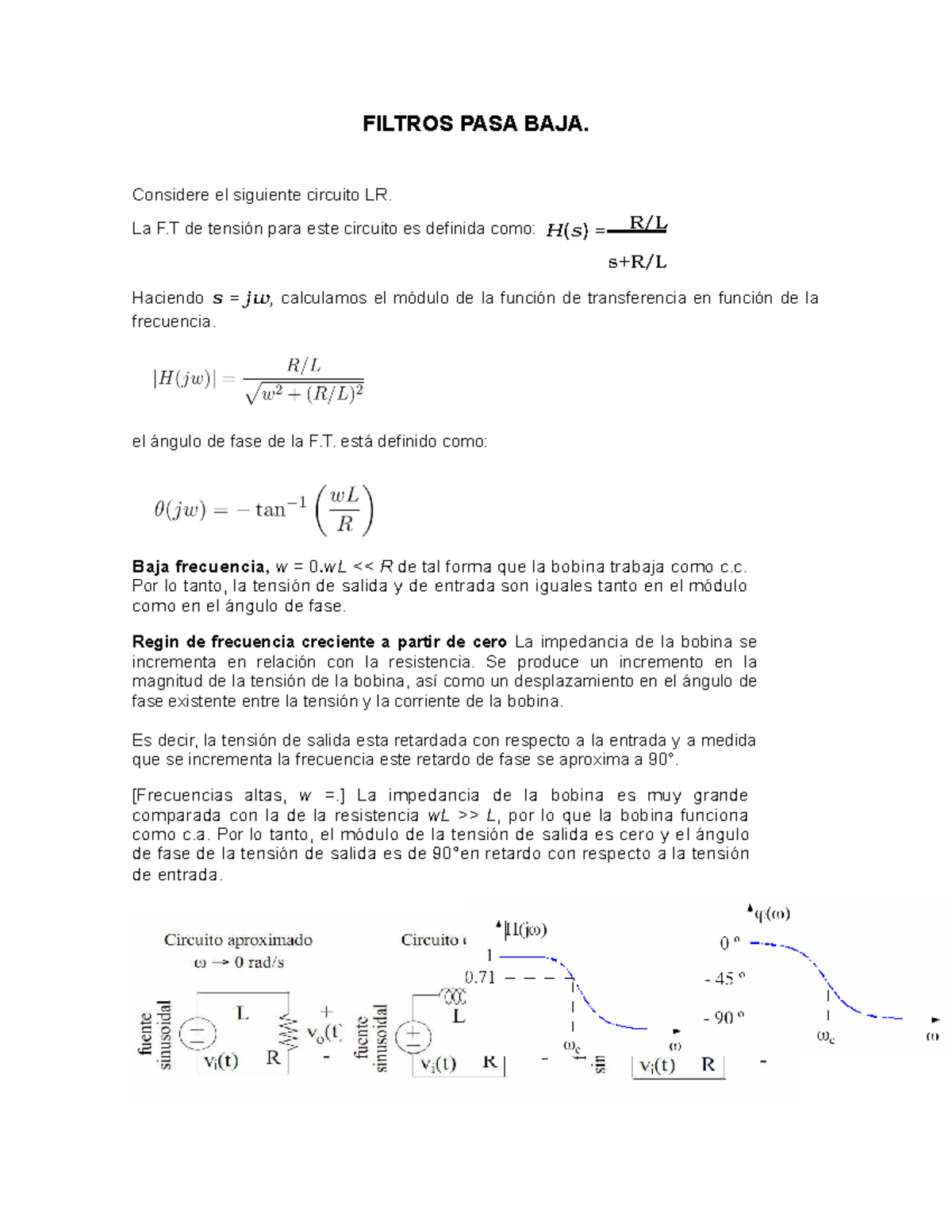Filtros RLC - Nota: 5 - FILTROS PASA BAJA. Considere el siguiente ...