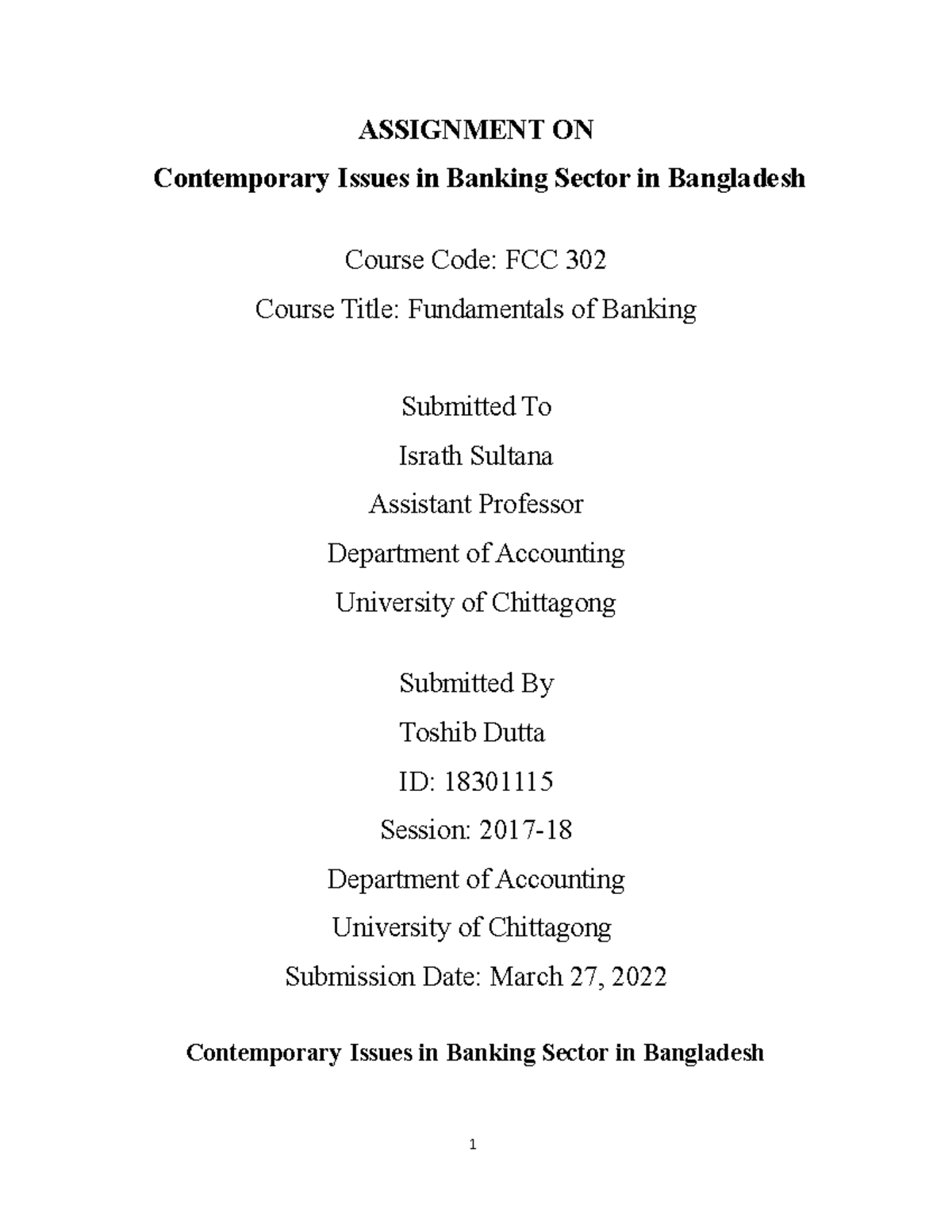 assignment on banking sector in bangladesh