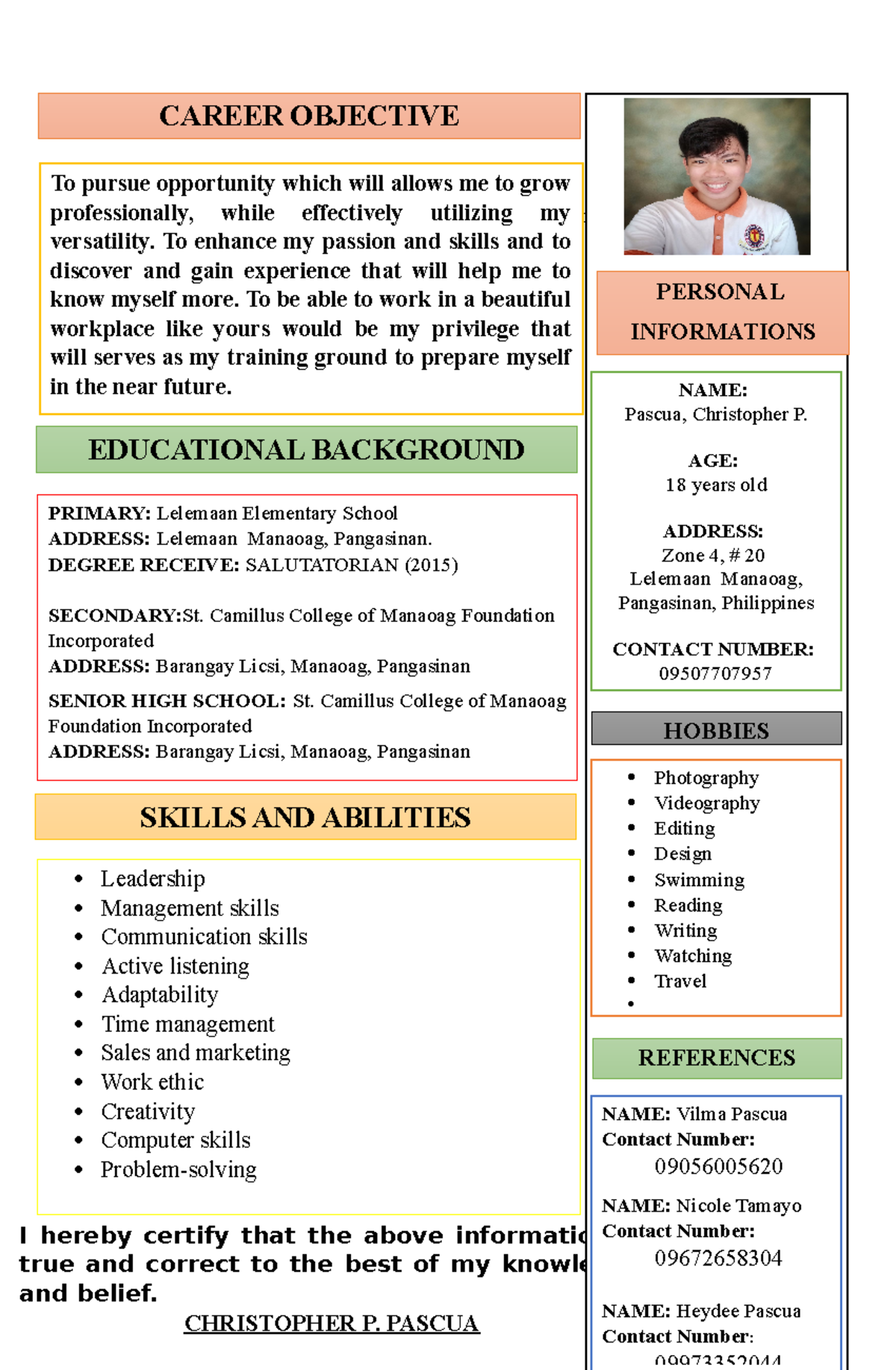 Junior High School Education Meaning Resume