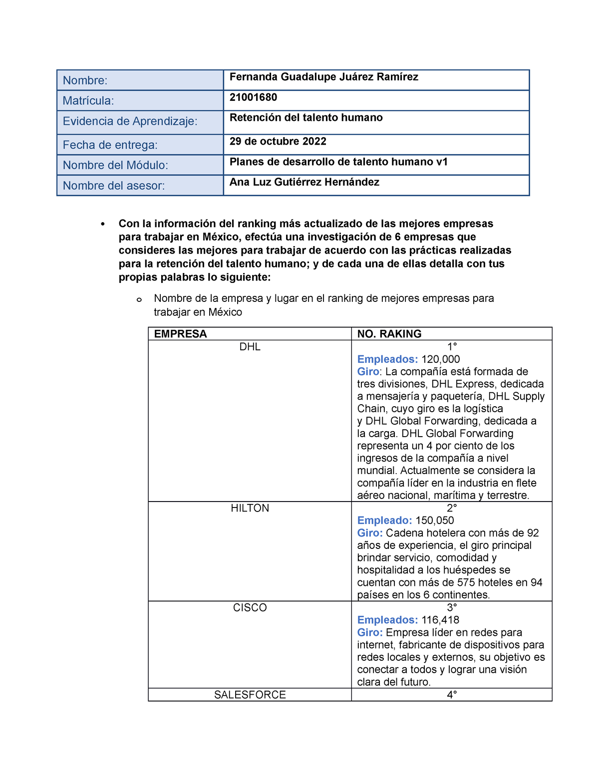 Juarez Fernanda Retenciondetalento - Nombre: Fernanda Guadalupe Juárez ...