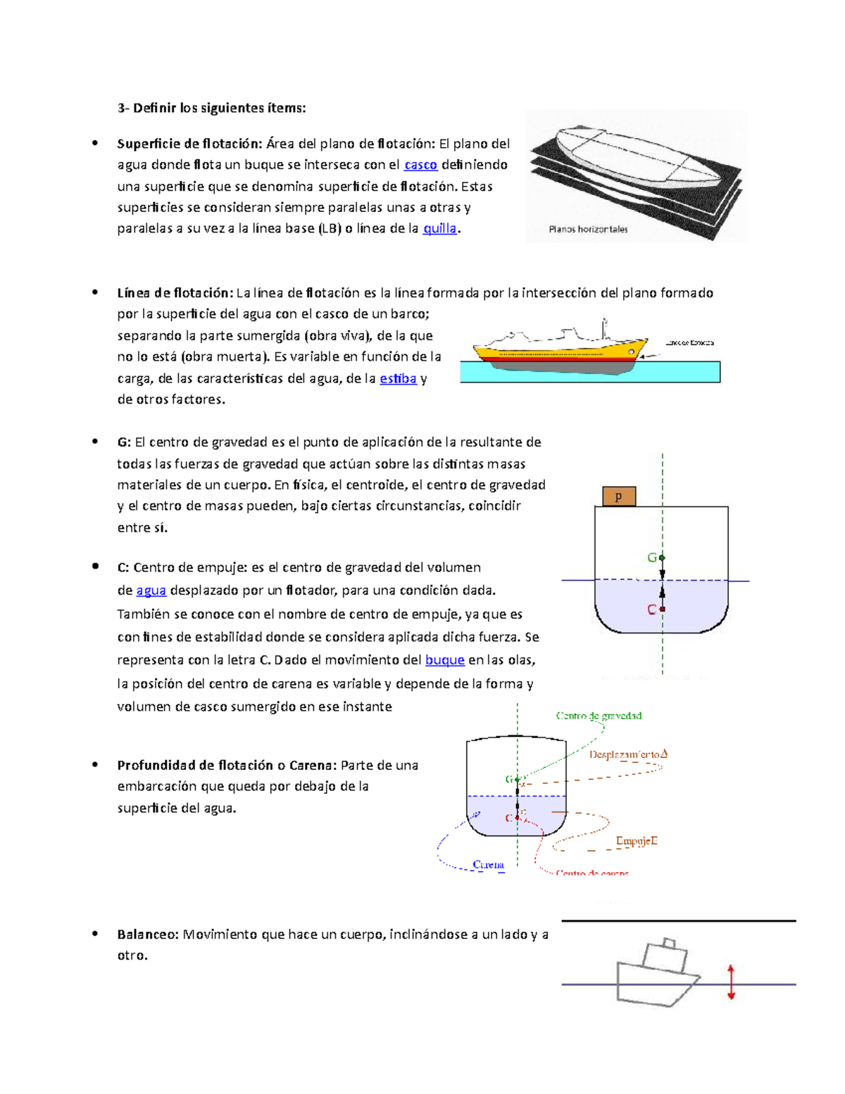 Flotacion 3 Definir los siguientes ítems Superficie de flotación