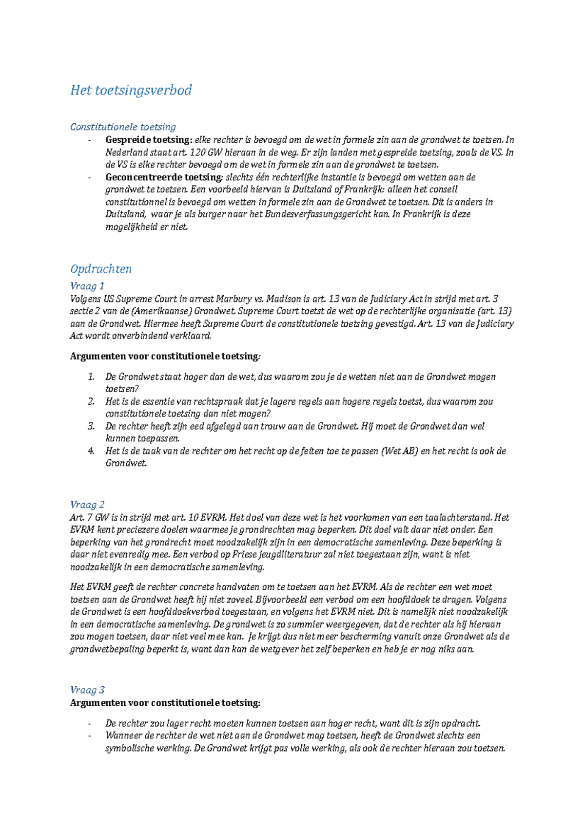 9. Toetsingsverbod - Negende Werkgroep, Staatsrecht - Het ...