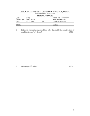 Sym Log sample paper - BIRLA INSTITUTE OF TECHNOLOGY & SCIENCE, PILANI ...