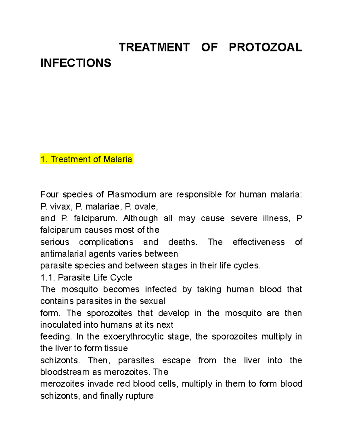 treatment-of-protozoal-infections-pharmacology-treatment-of
