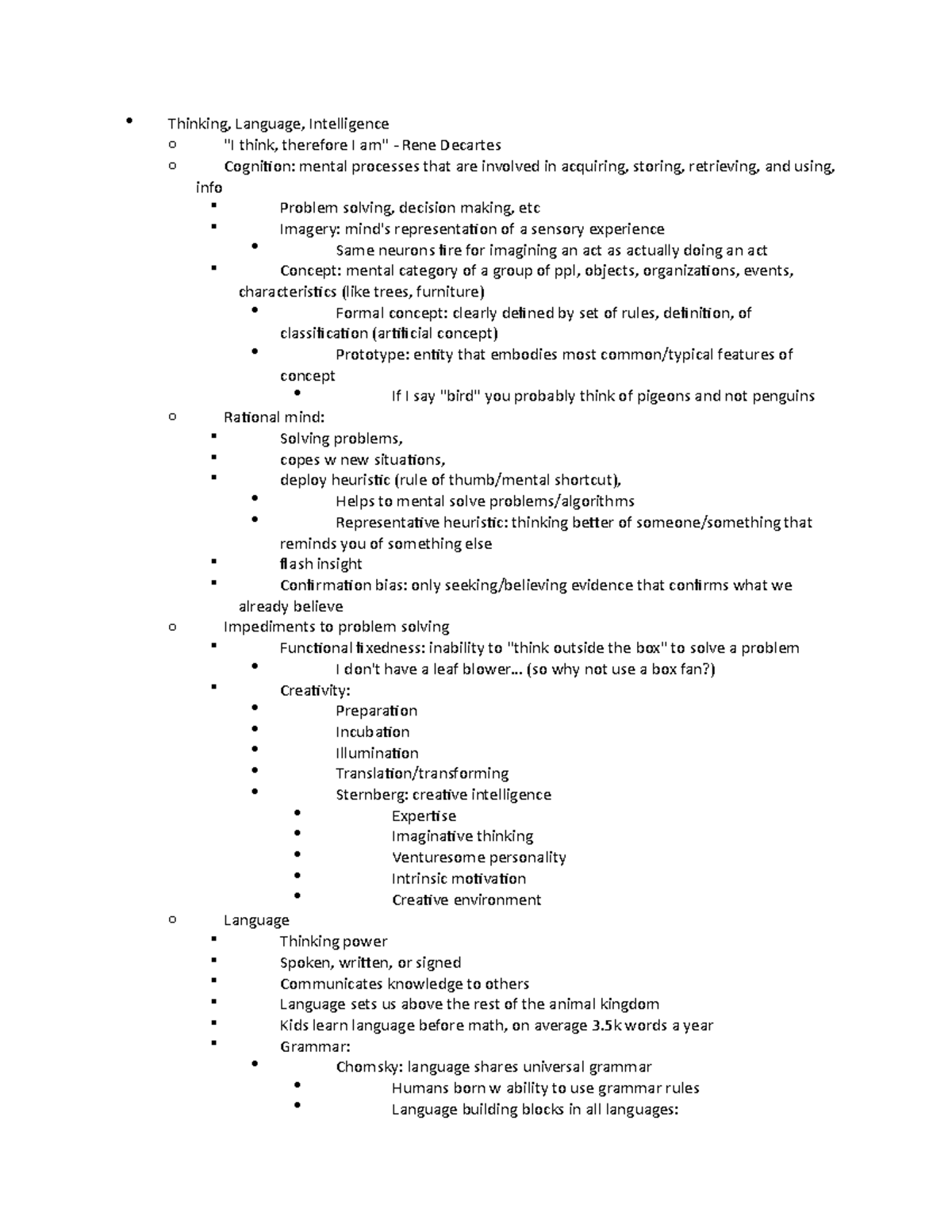 Chapter 8 (thinking, language, and intelligence) - Lecture notes 8 ...