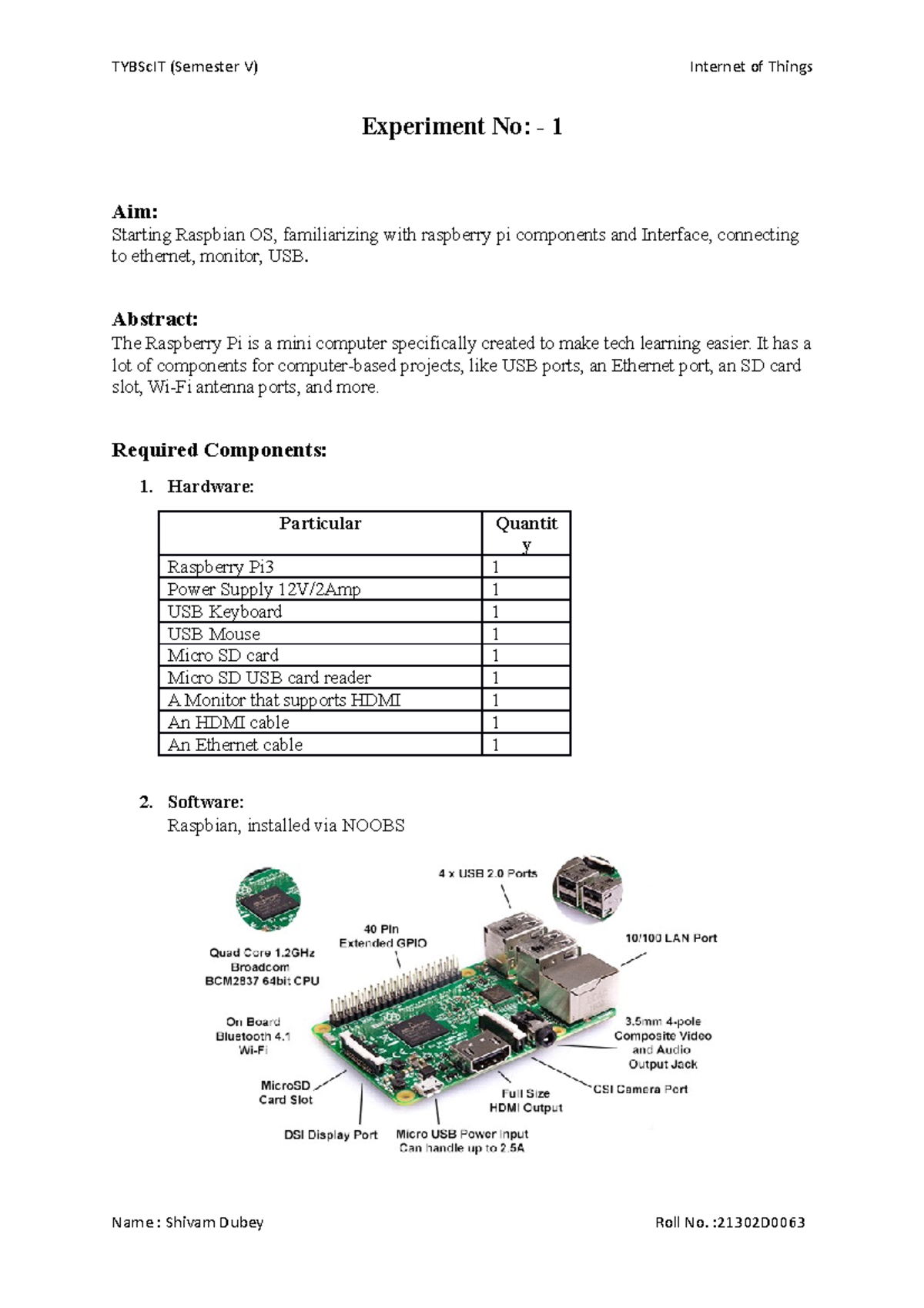 Io T Lab Manual Printout Experiment No 1 Aim Starting Raspbian
