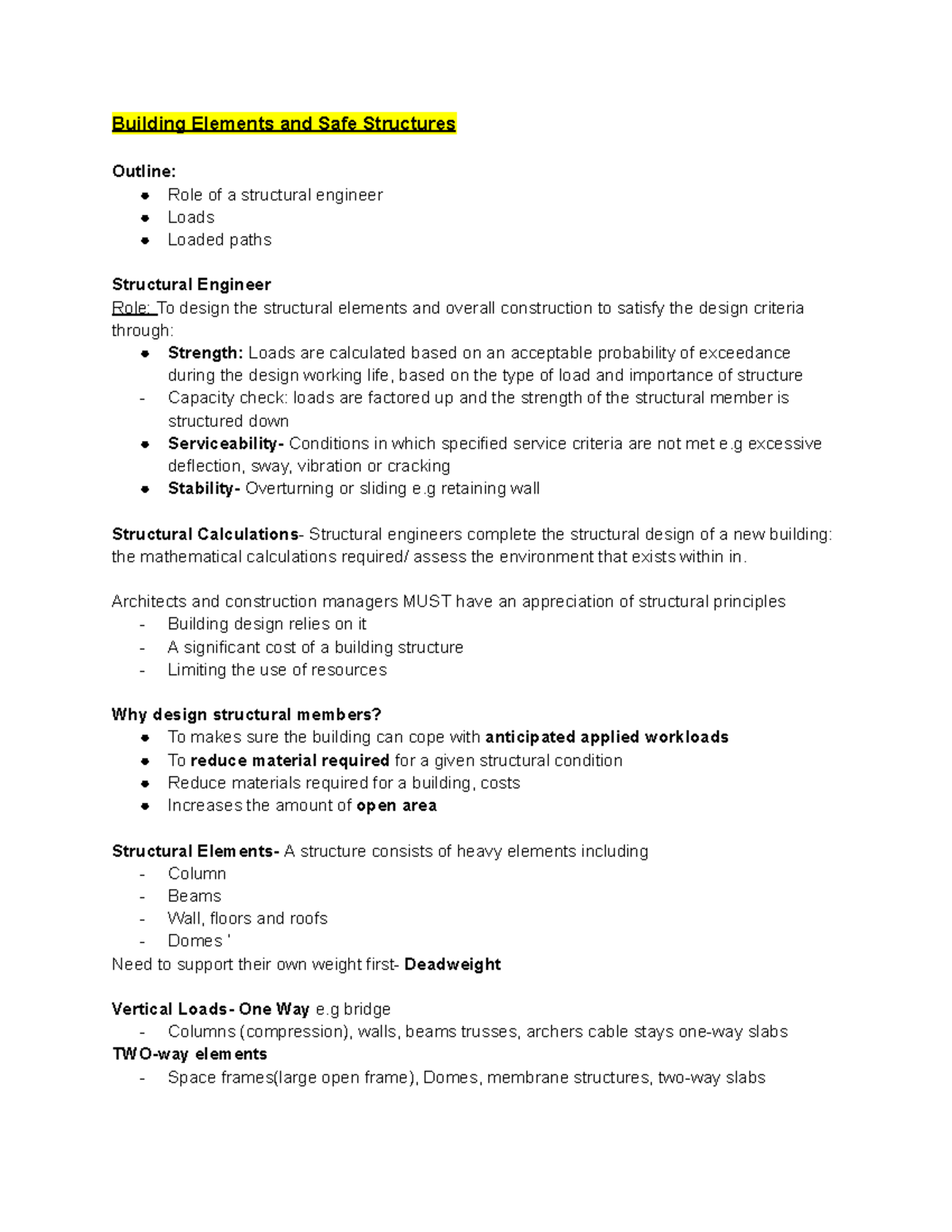 Construction Tech - Notes - Building Elements and Safe Structures ...