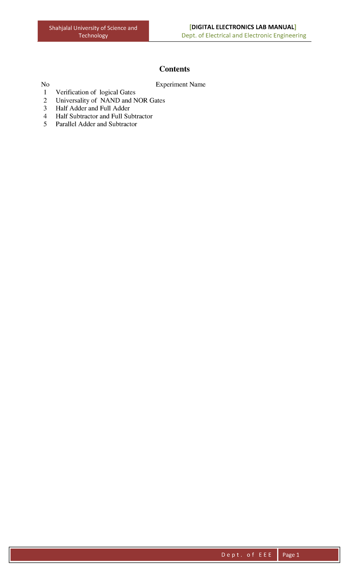 Digital Electronics Lab Manual Full - Shahjalal University of Science ...