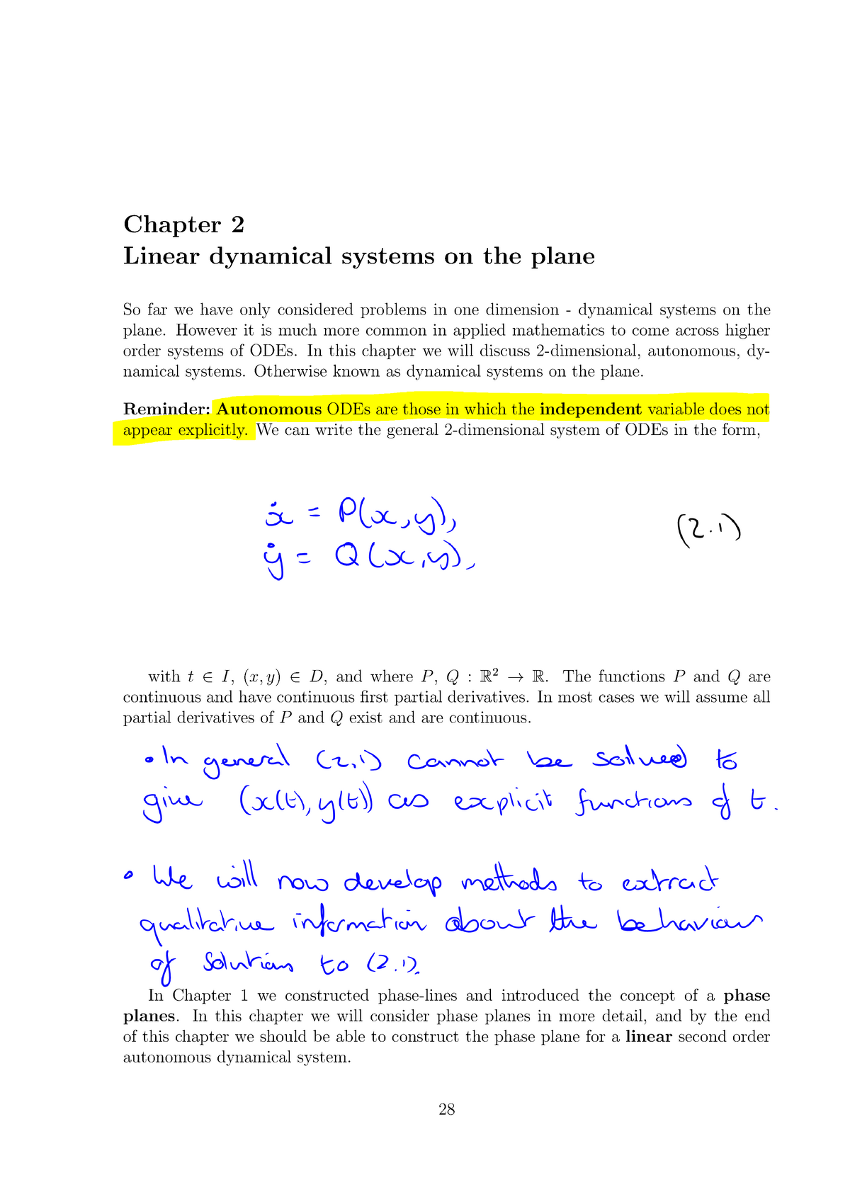 2de Chapter 2 Linear Dynamical Systems On The Plane Studocu