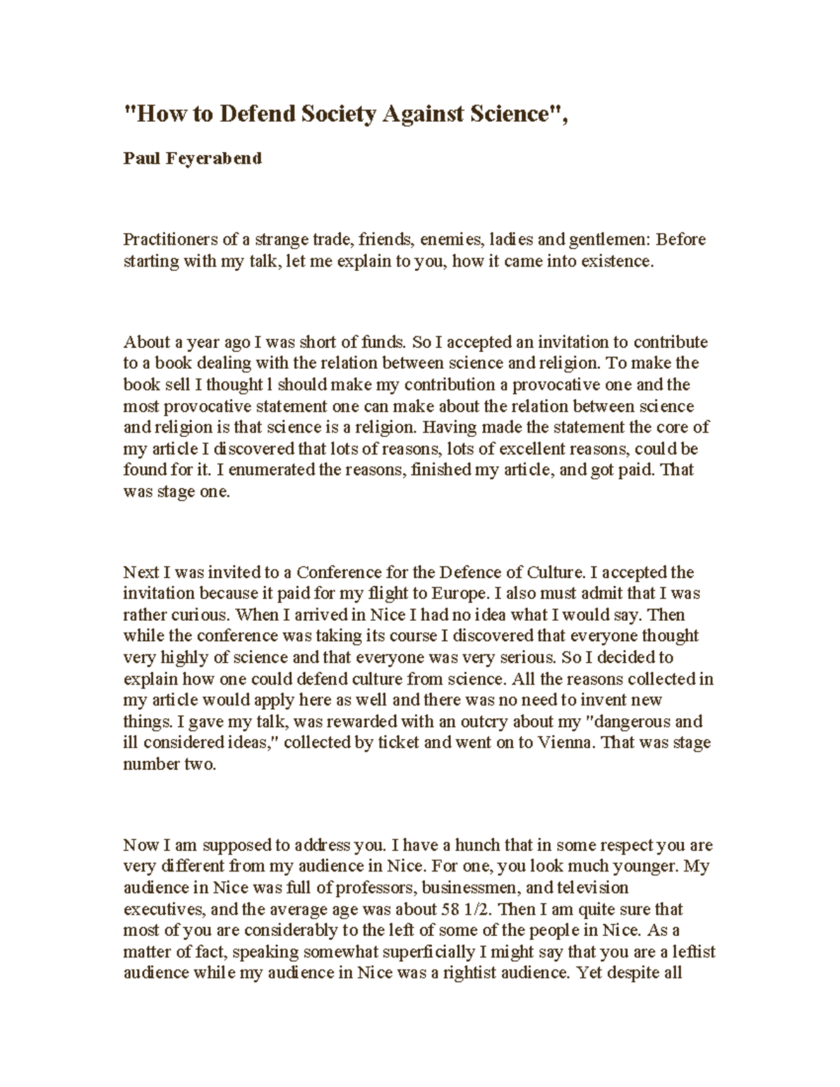 How to defend society against science P Feyerabend - 