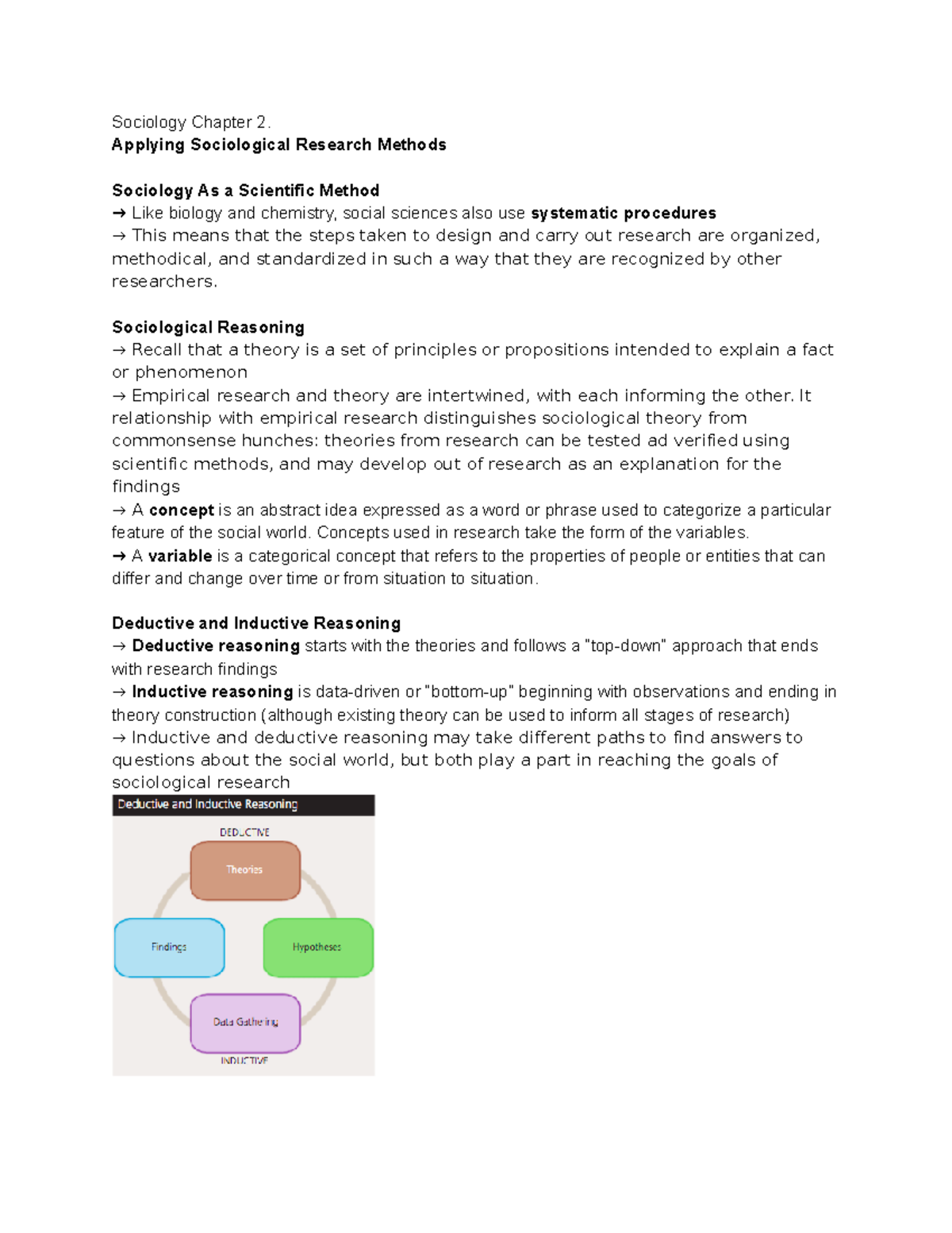 Sociology Chapter 2 - Notes - Sociology Chapter 2. Applying ...