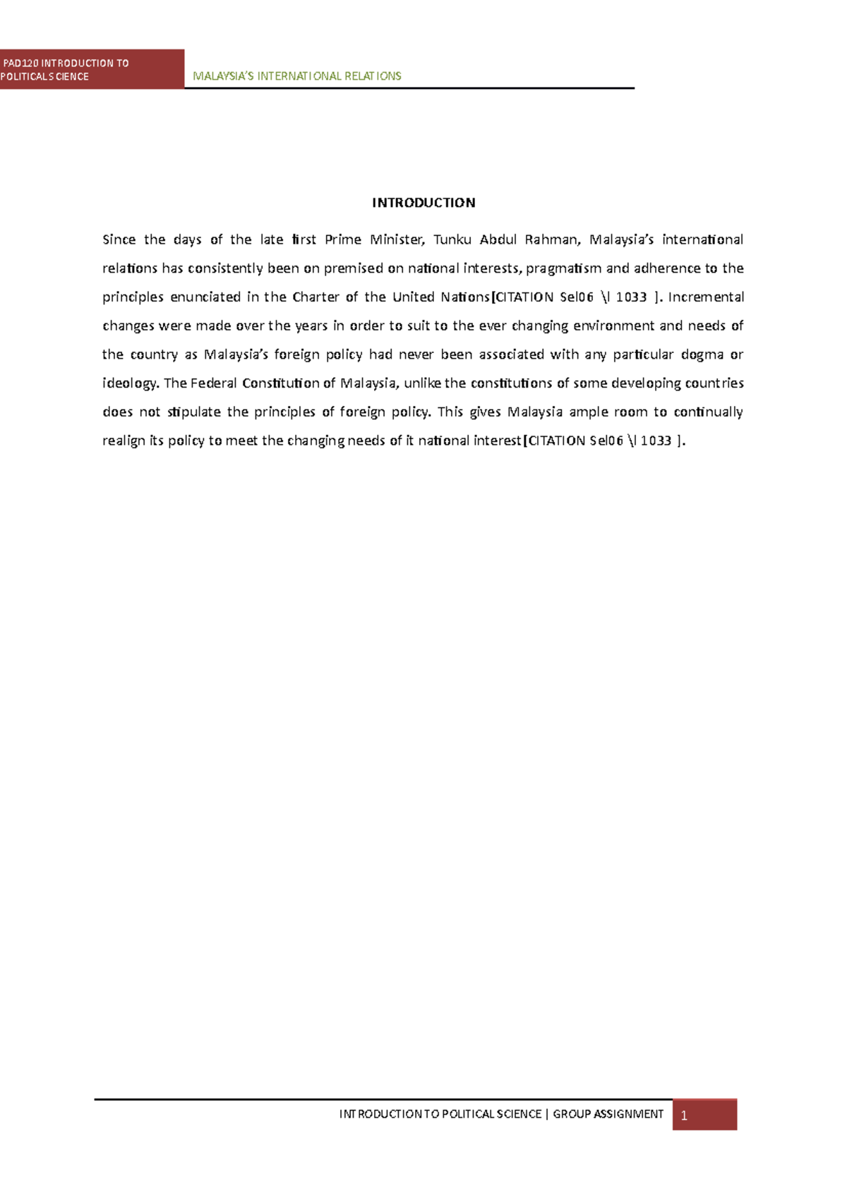 Assignment Pad120 Introduction To Political Science Political Science Malaysia S International Studocu