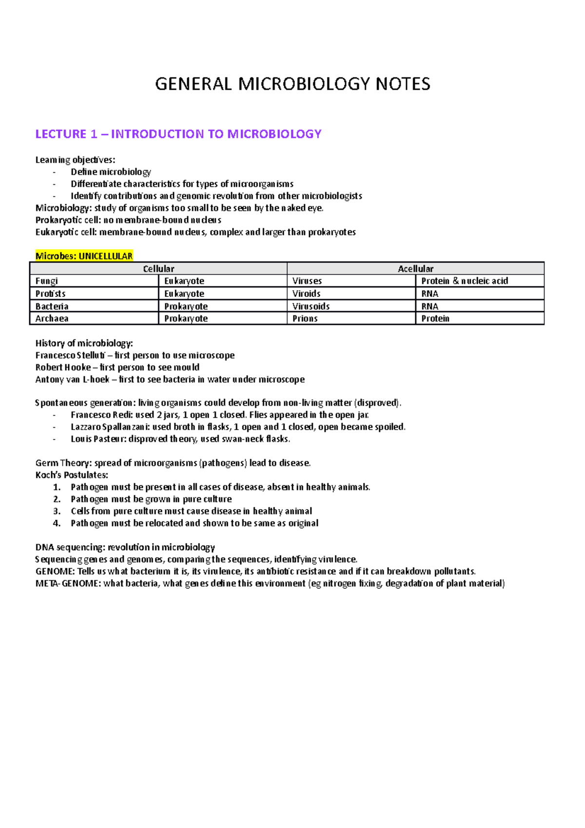 General Microbiology Lecture Notes - GENERAL MICROBIOLOGY NOTES LECTURE ...