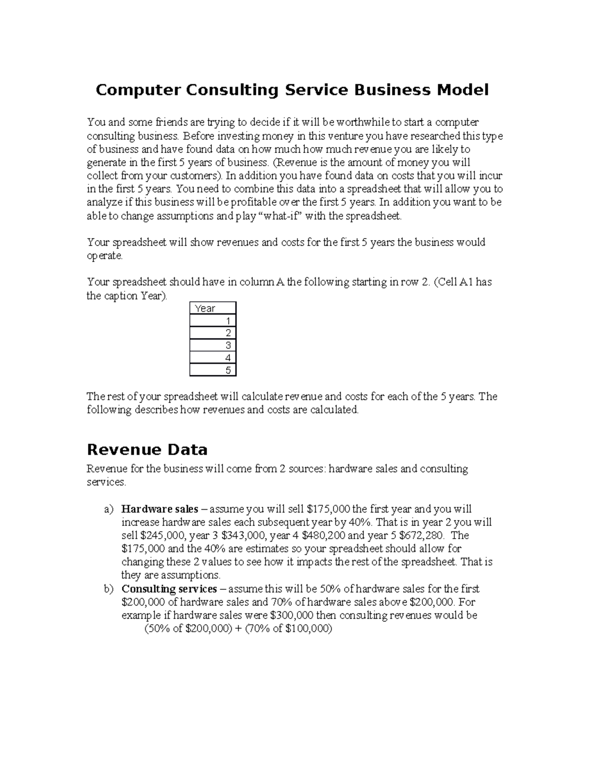 HW11 consulting spreadsheet (1) Computer Consulting Service