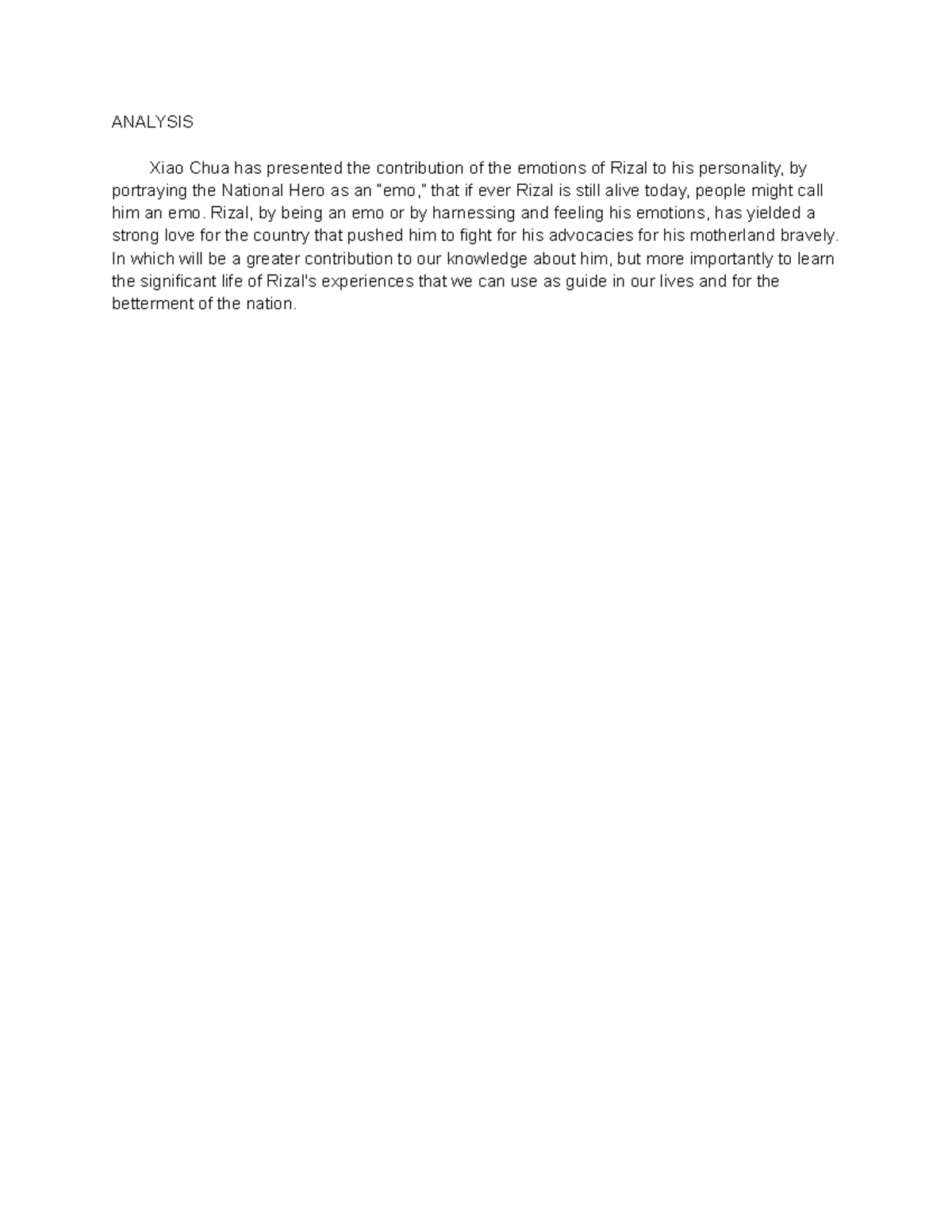 22 - Good luck - ANALYSIS Xiao Chua has presented the contribution of ...