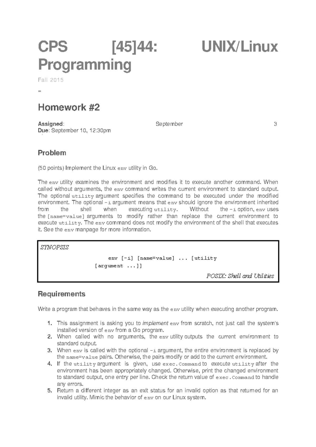 linux homework assignments