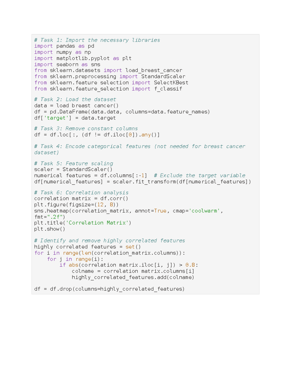 Vertopal.com Feature Selection AND Correlation Assignment - Task 1 ...